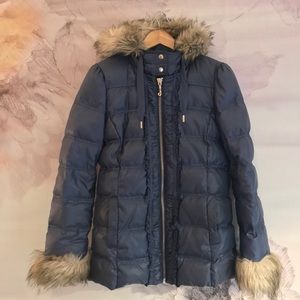 Juicy Couture puffy jacket with faux fur trim